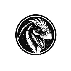 Foto auf Acrylglas Dinosaur black icon on white background AI generative image © artemstepanov