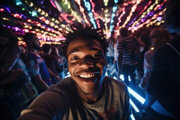 Obraz premium Young man having fun at nightclub