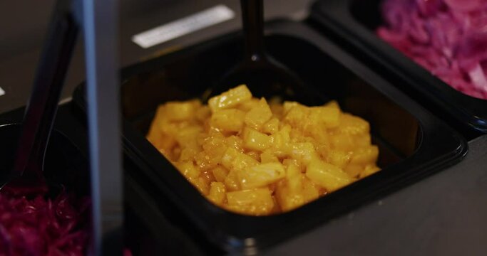 close-up of chopped annanas