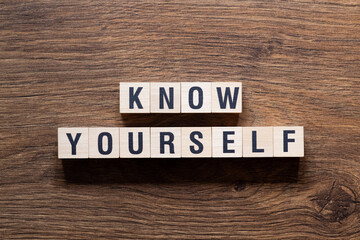 Know yourself - word concept on building blocks, text