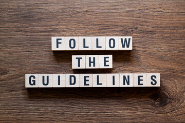Follow the guidelines - word concept on building blocks, text