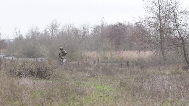 Walking ukrainian soldier	