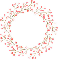 Wreath of Christmas Branches. Colored Pensils illustration New Years Decoration
