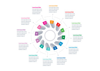 Obraz premium twelve options infographic template. wheel infographic template. annual report, education, internet, business, magazine infographic template