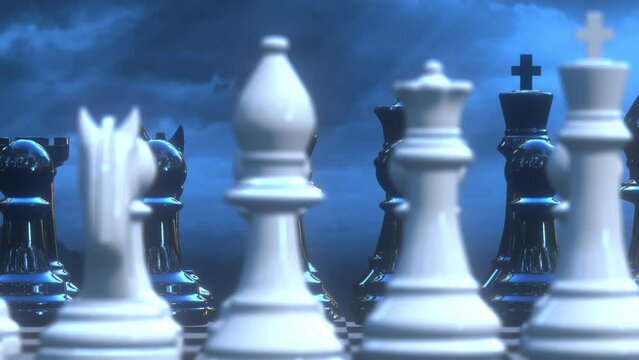 3d chess set with dolly left to right camera movement 4k animation