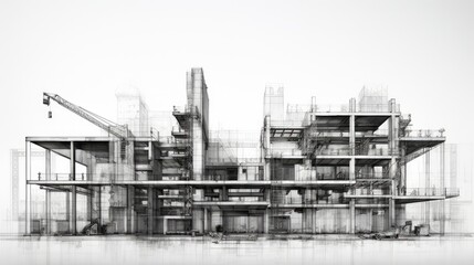 Architectural Blueprint of a Multi-Level Building in Progress.