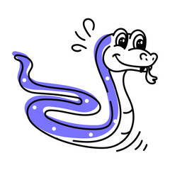 Fototapeta premium Set of Poisonous Snakes Hand Drawn Icons