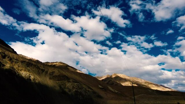 TimeLapse Of Clouds In Daylight over the mountains of Ladakh, India.