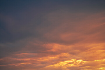 beautiful orange dramatic clouds at sunset
