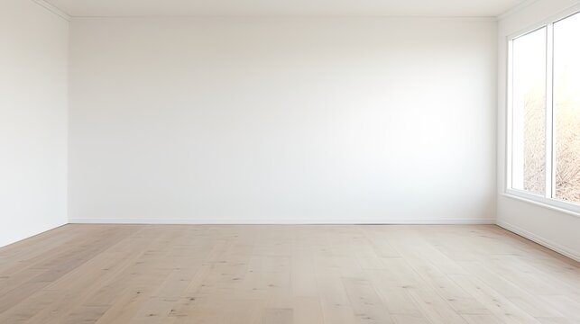 A photograph of a white room with empty space, not filled with furniture, is framed by natural ligh