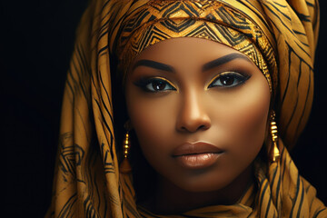 Exquisite African Female Adorned in Gold