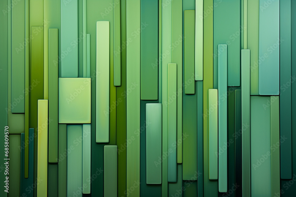 Wall mural abstract pattern of green rectangular blocks