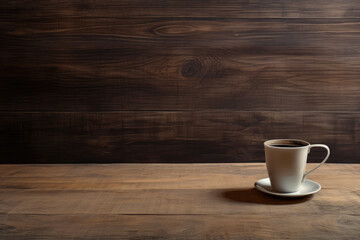 Obraz na płótnie Canvas Rustic Elegance: Coffee Cup on Wooden Table