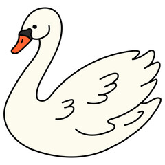 cute white swan hand drawn