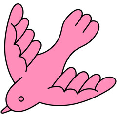 pink cute dove flying hand drawn