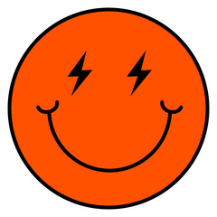 illustration of a smile face with lightning eye