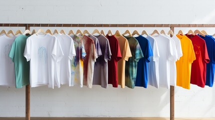 A photo that radiates diversity and fashion with a collection of vibrant t-shirts on a clean, white canvas.