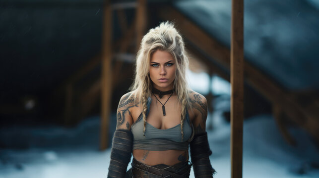 Viking Shield Maiden: A Warrior's Grace in the Face of Battle