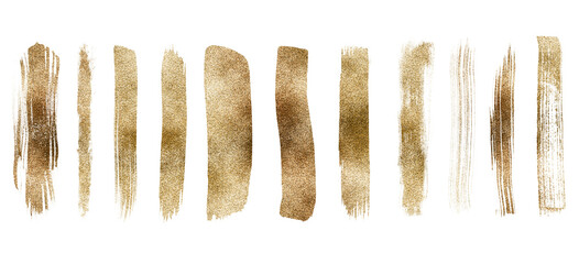 Watercolor drawing with metallic gold mixed with copper, with shimmer particles. Gold Brush Strokes...