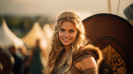 Viking Shield Maiden: A Warrior's Grace in the Face of Battle