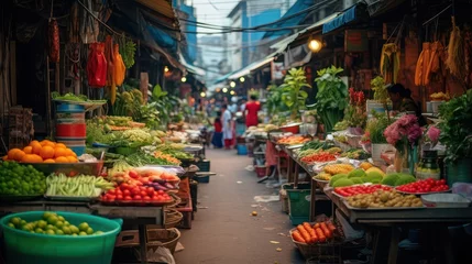 Zelfklevend Fotobehang Traditional vegetable market © Muamanah
