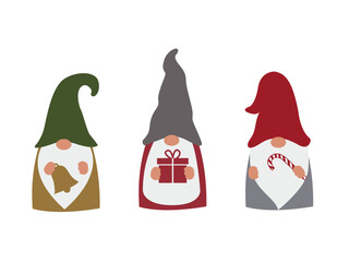 Set of New Year gnomes.Vector illustration