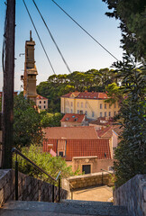 Dubrovnik, Croatia. Dubrovnik old stone city street of old town in Bogisicev park