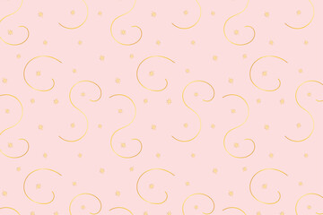 Seamless pattern with gold stars and ribbons, vector.