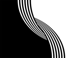 Divided into black and white vector background. Striped ribbon. Vector pattern of lines in retro style. Transition.