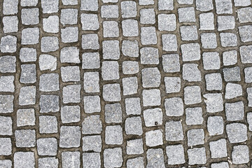 Texture of a cobble granite pavement