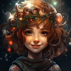 Naklejka premium portrait of cute girl with wearth 