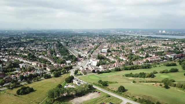 Aerial view of Chingford and Epping forest, London, UK,  with woodlands and countryside view. 