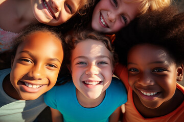 Close-ups of kids participating in activities promoting emotional well-being and mental health awareness, with copy space