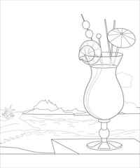 Glass of Cocktail  hot summer days at the Beach 