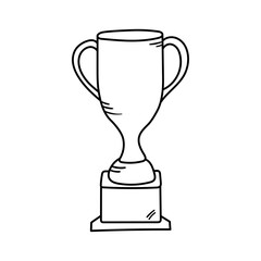 Cup award vector icon in doodle style. Symbol in simple design. Cartoon object hand drawn isolated on white background.