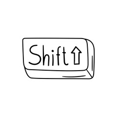 Shift button vector icon in doodle style. Symbol in simple design. Cartoon object hand drawn isolated on white background.
