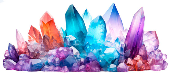 A Column Crystals Gem Stones, Precious stones, colorful Magic quartz, isolated png