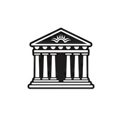 Obraz premium Greek Temple Icon, Europe Palace Isolated, Parthenon Silhouette, Historical Architecture, Acropolis