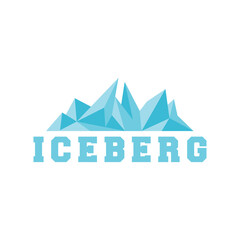 simple clean minimalist modern vector of floating ice mountain or Iceberg landscape logo design idea - obrazy, fototapety, plakaty