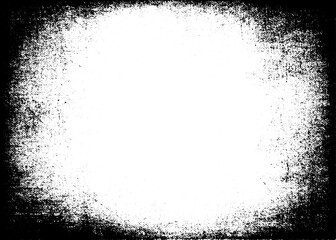 Grunge border vector texture background. Abstract frame overlay. Dirty and damaged backdrop. Vector graphic illustration with transparent white. EPS10.