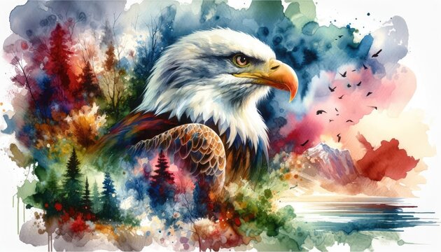 Bald Eagle Watercolor Art