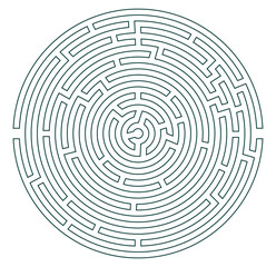 Labyrinth vector circle shape. Maze (labyrinth) game illustration
