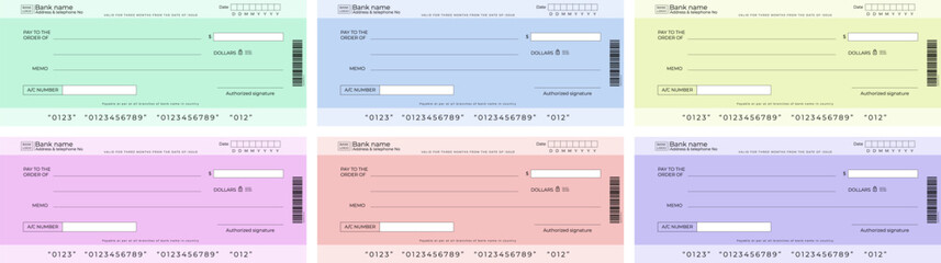 Obraz premium abstract Blank bank cheque and checkbook cheque template design set