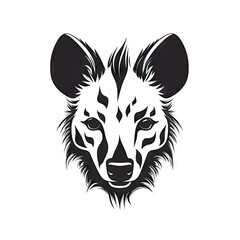 Hyena Head Icon, Hyaena Symbol, Predator Portrait, African Animal Silhouette, Minimal Wild Dog Face - obrazy, fototapety, plakaty