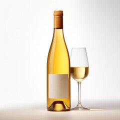 A bottle of Gewurztraminer wine side view isolated on white background 