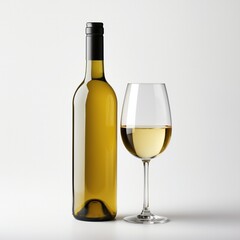 A bottle of Chardonnay wine side view isolated on white background 