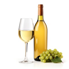 Fototapeta premium A bottle of Viognier wine side view isolated on white background 