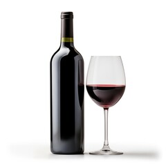 A bottle of Cabernet Sauvignon wine side view isolated on white background 