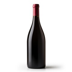 A bottle of Syrah wine side view isolated on white background 
