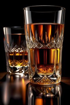 Various alcoholic drinks in crystal glasses.